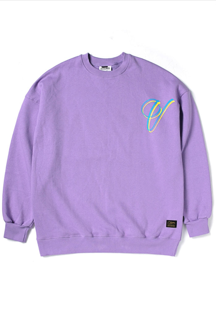 V OVERSIZED HEAVY SWEAT CREWNECK LIGHT PURPLE