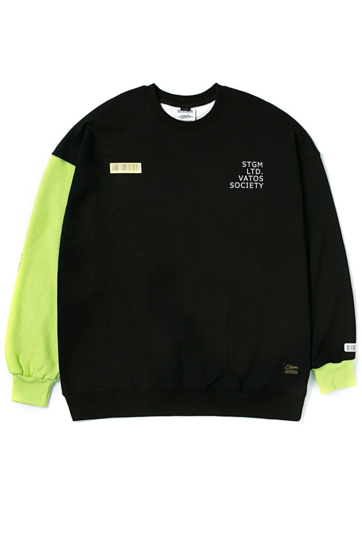 BARCODE OVERSIZED HEAVY SWEAT CREWNECK NEON GREEN