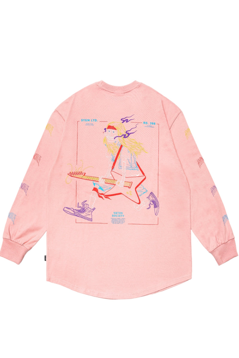 HYPNOTIZE LAYERED LONG SLEEVES T-SHIRTS PINK