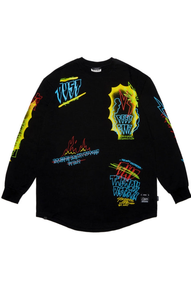 SPECULAR LAYERED LONG SLEEVES T-SHIRTS BLACK