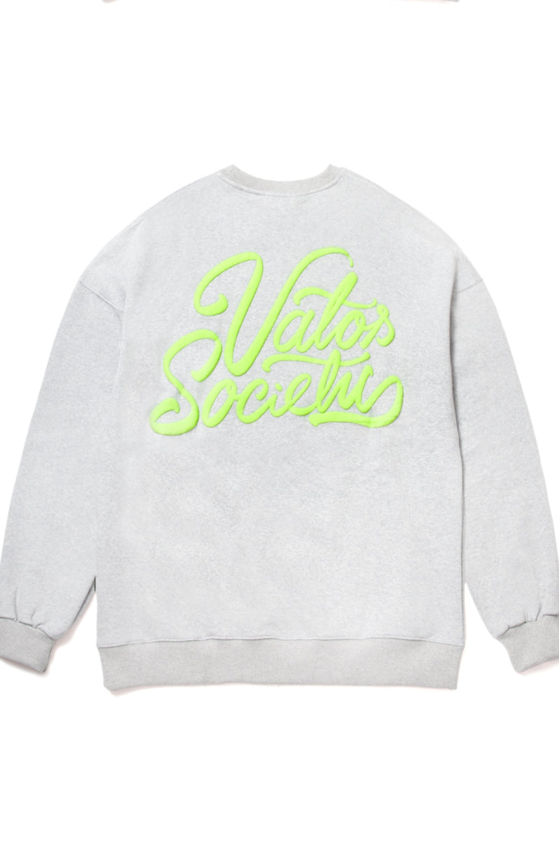 HANDWRITING OVERSIZED HEAVY SWEAT CREWNECK GREY