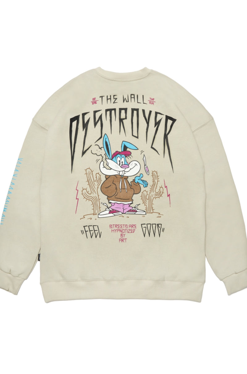 RABBIT GANG OVERSIZED HEAVY SWEAT CREWNECK BEIGE