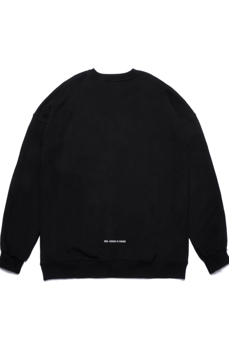V BEAR OVERSIZED HEAVY SWEAT CREWNECK BLACK
