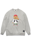 V BEAR OVERSIZED HEAVY SWEAT CREWNECK GREY