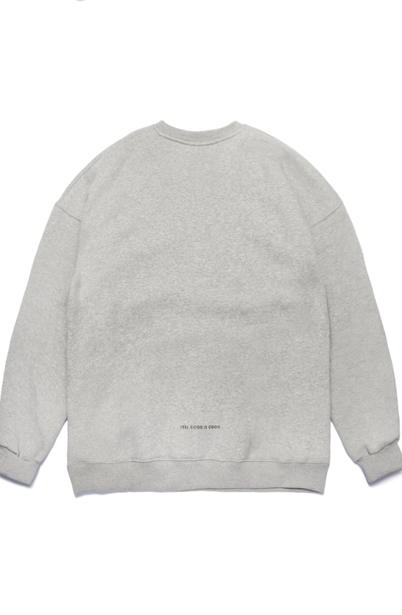 V BEAR OVERSIZED HEAVY SWEAT CREWNECK GREY