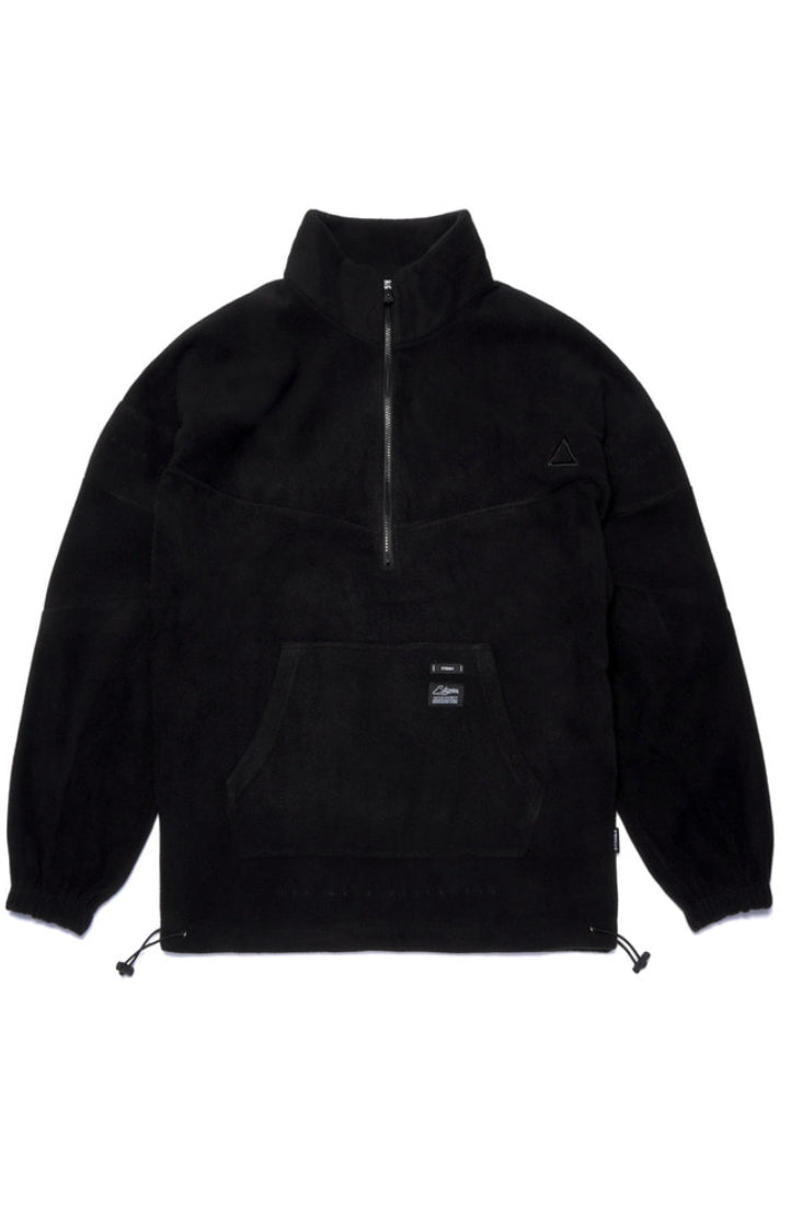 TRIANGLE FLEECE OVERSIZED ANORAK JACKET BLACK