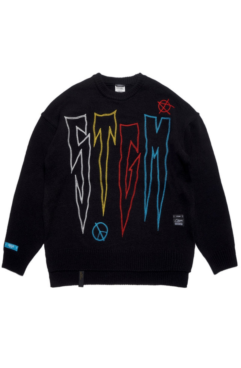 PYRAMID OVERSIZED WOOL SWEATER BLACK