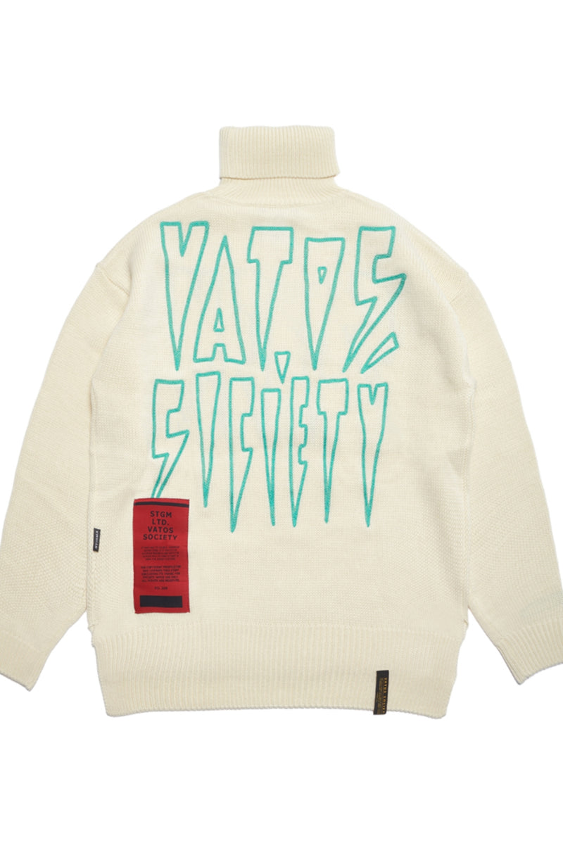 CREAM OVERSIZED WOOL TURTLE NECK SWEATER IVORY