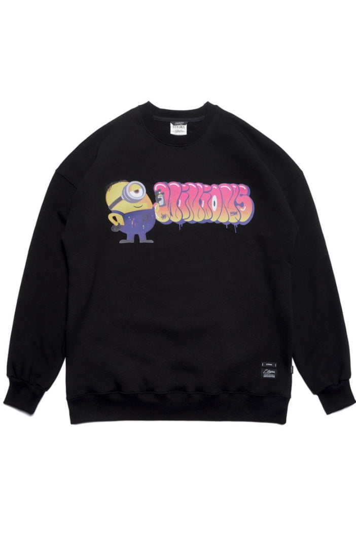 STIGMA X MINIONS OVERSIZED HEAVY SWEAT CREWNECK BLACK