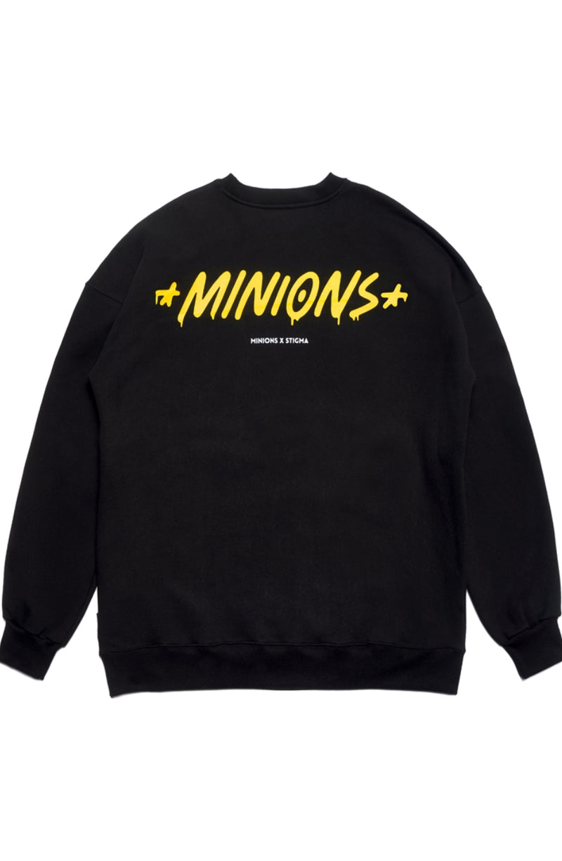 STIGMA X MINIONS OVERSIZED HEAVY SWEAT CREWNECK BLACK