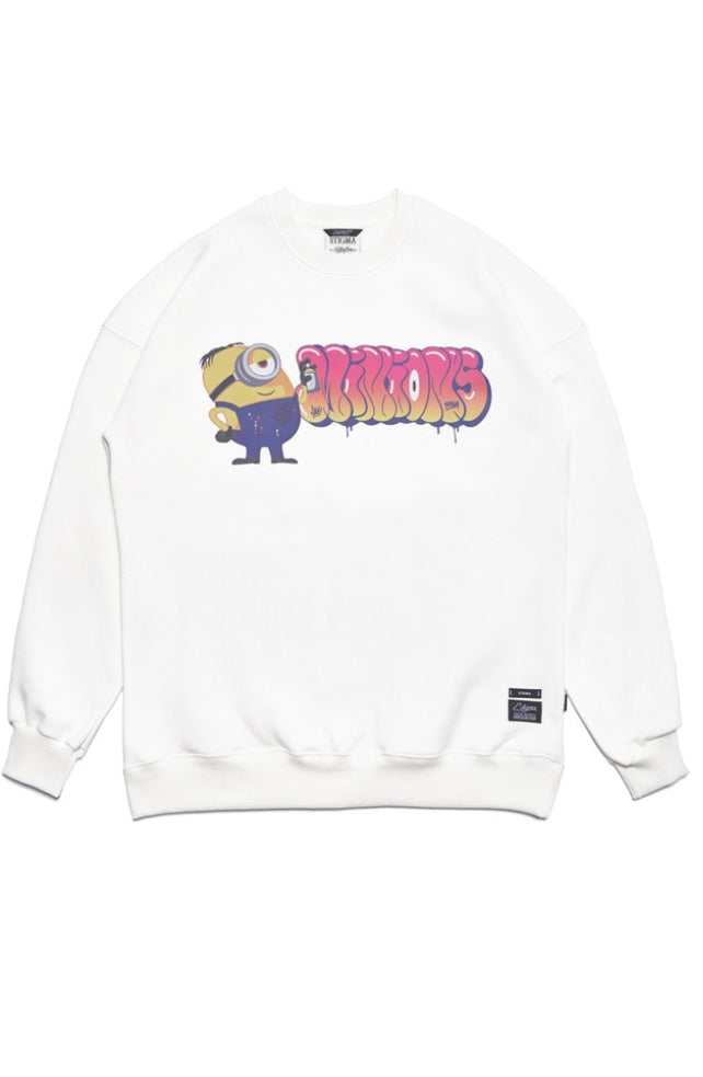 STIGMA X MINIONS OVERSIZED HEAVY SWEAT CREWNECK WHITE