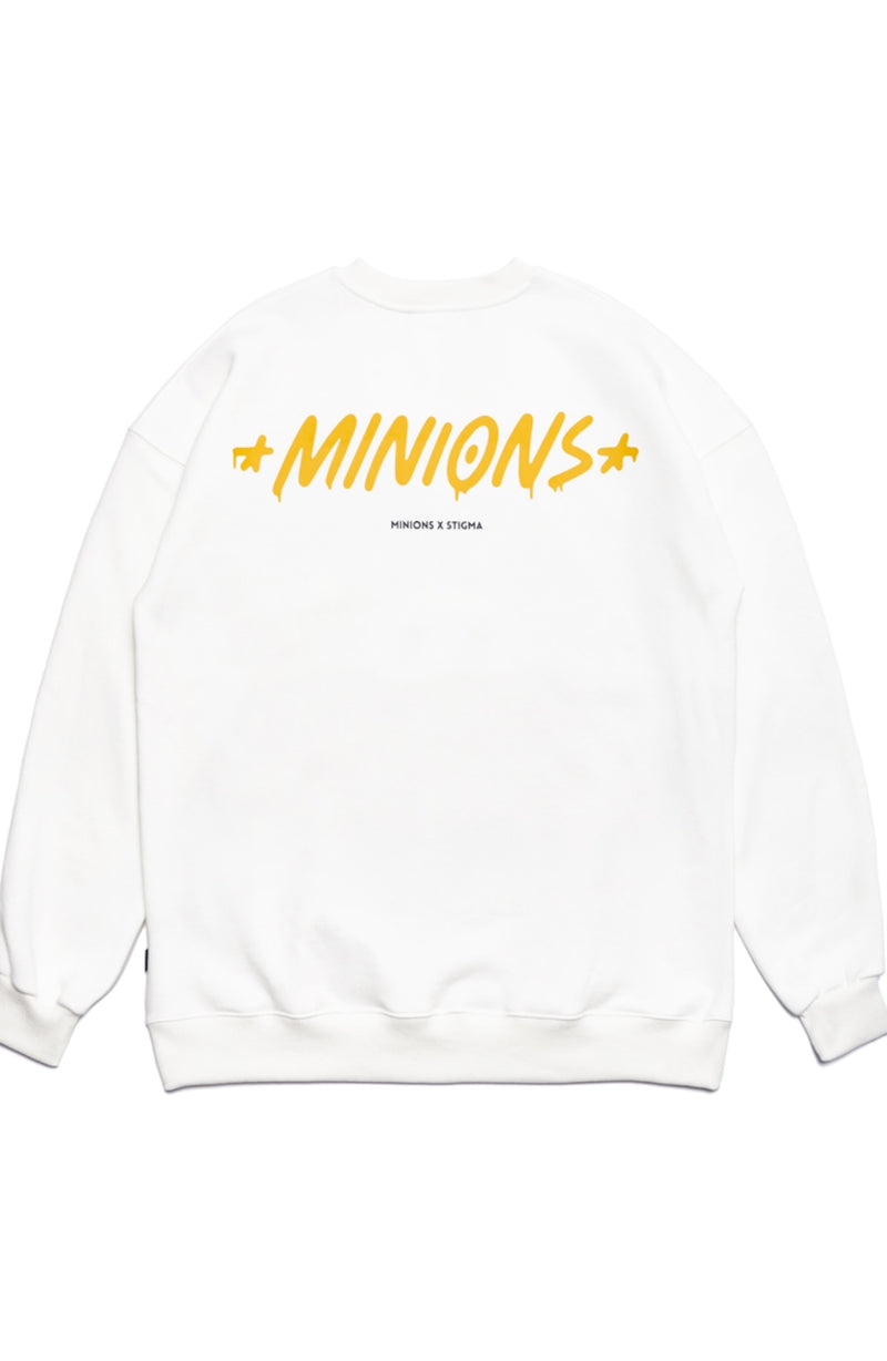 STIGMA X MINIONS OVERSIZED HEAVY SWEAT CREWNECK WHITE