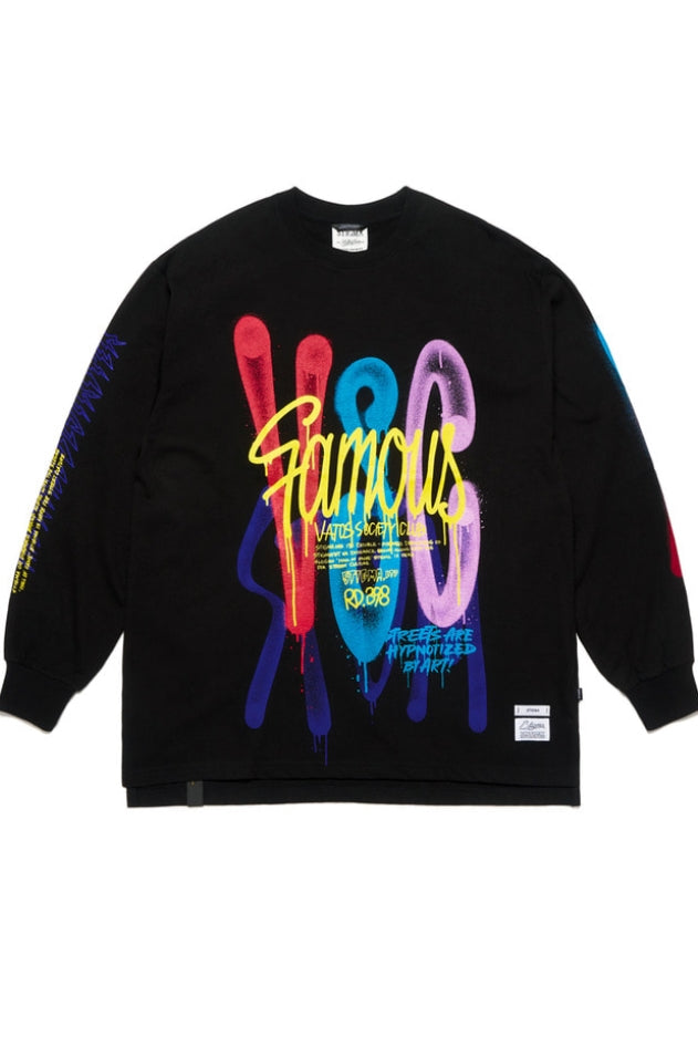 SPRAY OVERSIZED LONG SLEEVES T-SHIRTS BLACK