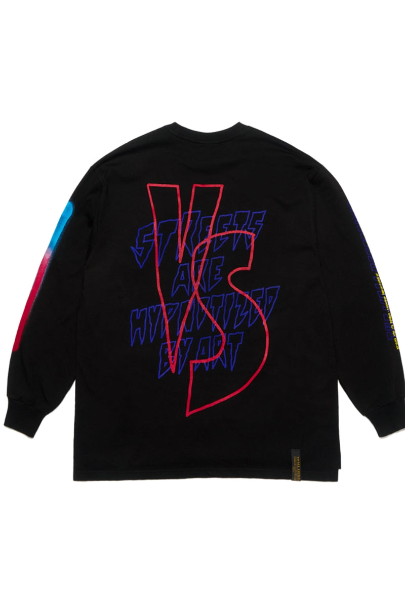 SPRAY OVERSIZED LONG SLEEVES T-SHIRTS BLACK