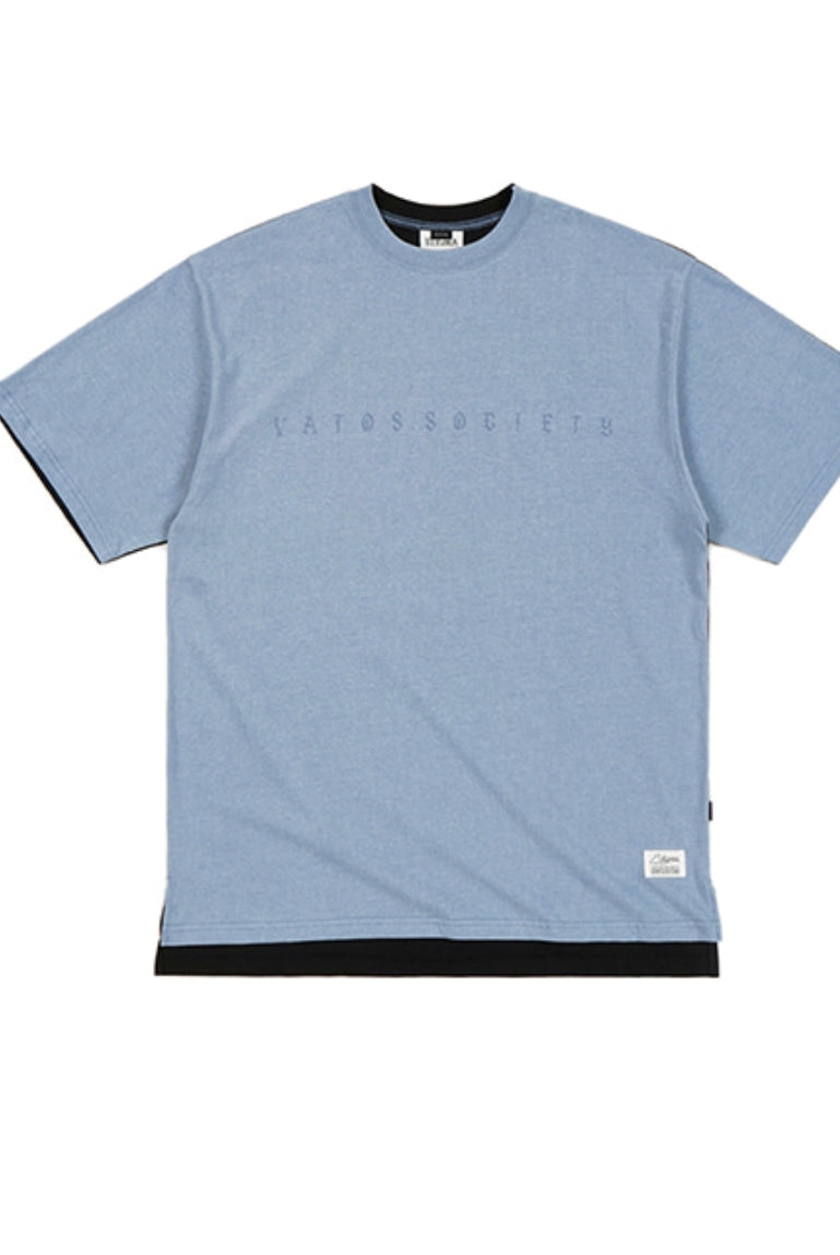 FRONT BACK OVERSIZED PIGMENT T-SHIRTS SKYBLUE