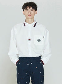ROMANTIC CROWN(로맨틱 크라운) COLOR BAND COLLAR SHIRT_WHITE