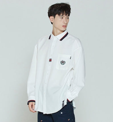 ROMANTIC CROWN(로맨틱 크라운) COLOR BAND COLLAR SHIRT_WHITE