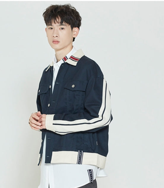 ロマンティッククラウン(ROMANTIC CROWN)  BACK LOGO TRUCKER JACKET_NAVY