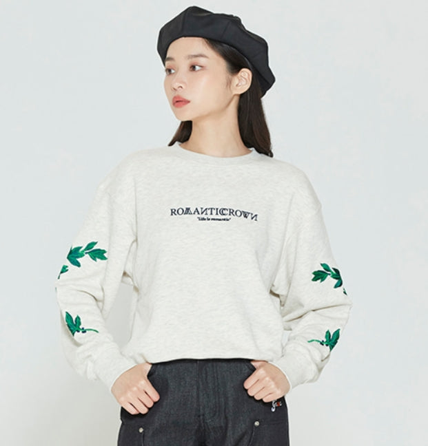 ロマンティッククラウン(ROMANTIC CROWN) MODERN LAUREL SWEATSHIRT_MELANGE IVORY