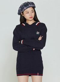 ロマンティッククラウン(ROMANTIC CROWN) STRIPE COLLAR V NECK KNITWEAR_NAVY