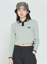 ロマンティッククラウン(ROMANTIC CROWN) THIN RIBBED POLO SHIRT_LIGHT GREEN