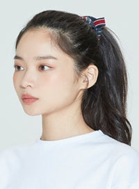 ロマンティッククラウン(ROMANTIC CROWN) CEREMONY TAPE CHECK SCRUNCHIE_NAVY