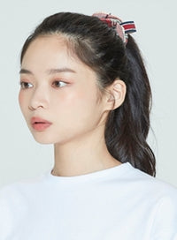 ロマンティッククラウン(ROMANTIC CROWN) CEREMONY TAPE CHECK SCRUNCHIE_OATMEAL