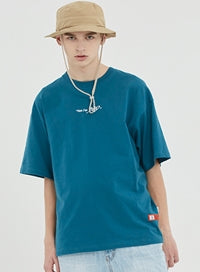 ベドインベド(BADINBAD) BAD IN LABELING TEE_BLUE GREEN