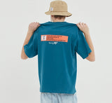 ベドインベド(BADINBAD) BAD IN LABELING TEE_BLUE GREEN