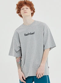 ベドインベド(BADINBAD) OVER LAP LOGO TEE_GREY