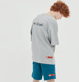 ベドインベド(BADINBAD) OVER LAP LOGO TEE_GREY