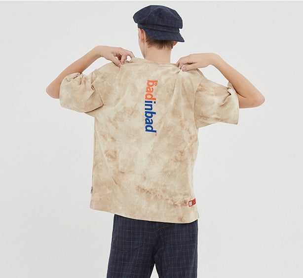 ベドインベド(BADINBAD)  EXPRESS LOGO TIE DYE TEE_OATMEAL