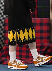 TARGETTO(ターゲット)  NEO ARGYLE KNIT SKIRT_BLACK