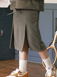 TARGETTO(ターゲット)  FLEECE SLIT SKIRT_KHAKI GRAY