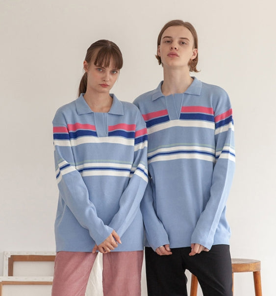 TARGETTO(ターゲット) STRIPE KNIT PIQUE_SKY BLUE