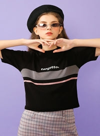 TARGETTO(ターゲット)  STRIPE HALF KNIT_BLACK