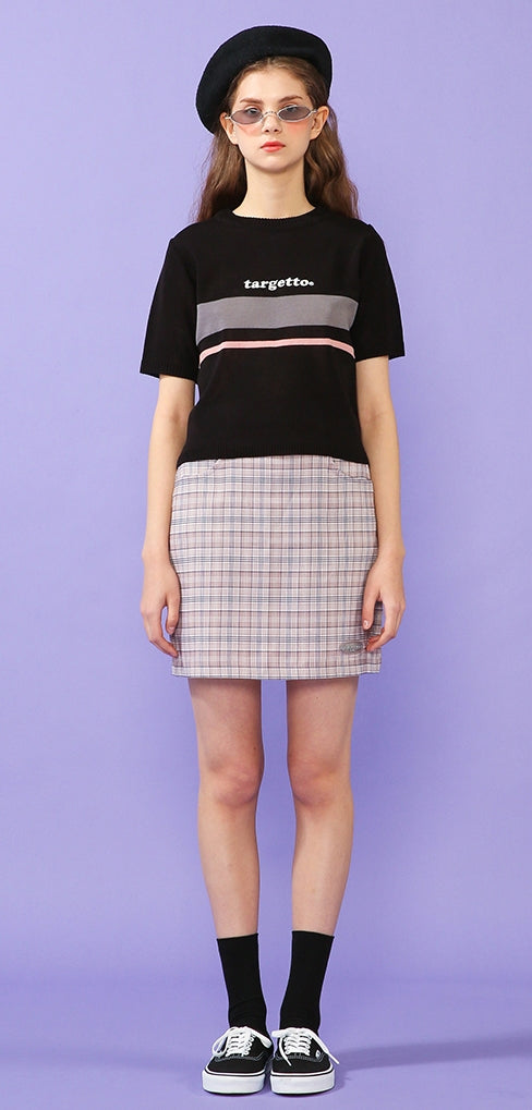 TARGETTO(ターゲット)  STRIPE HALF KNIT_BLACK