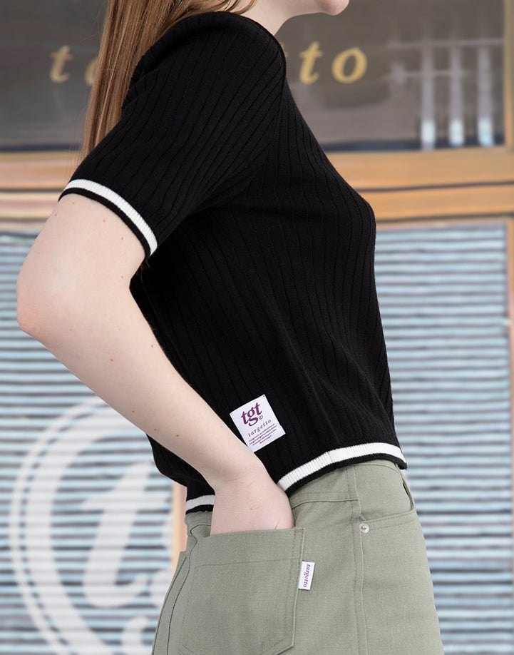 TARGETTO(ターゲット)  RIBBED KNIT CARDIGAN_BLACK