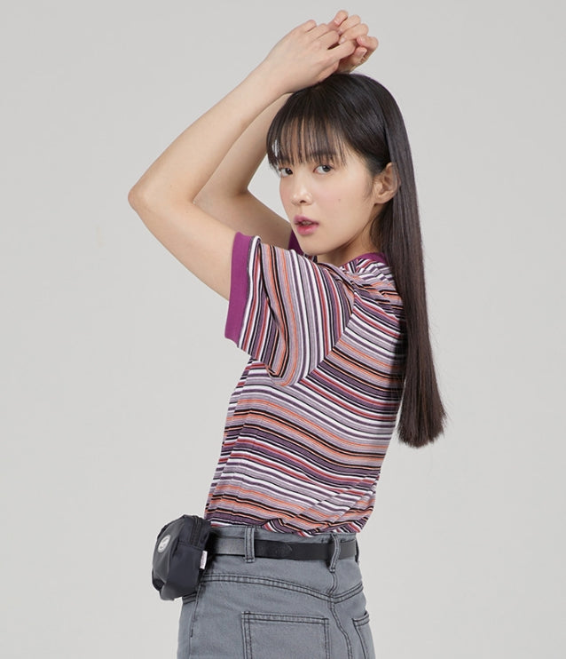 TARGETTO(ターゲット)  STRIPE RINGER TEE SHIRT_PURPLE