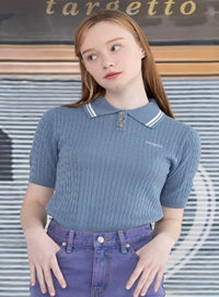 TARGETTO(ターゲット)  CABLE KNIT PIQUE_LIGHT BLUE