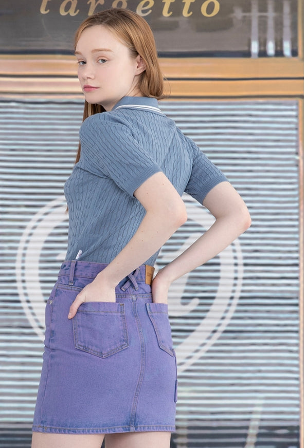 TARGETTO(ターゲット)  CABLE KNIT PIQUE_LIGHT BLUE