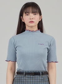 TARGETTO(ターゲット)  RIBBED HALF NECK TEE SHIRT_LIGHT BLUE