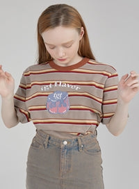 TARGETTO(ターゲット) PUDDING STRIPE TEE SHIRT_DARK BEIGE