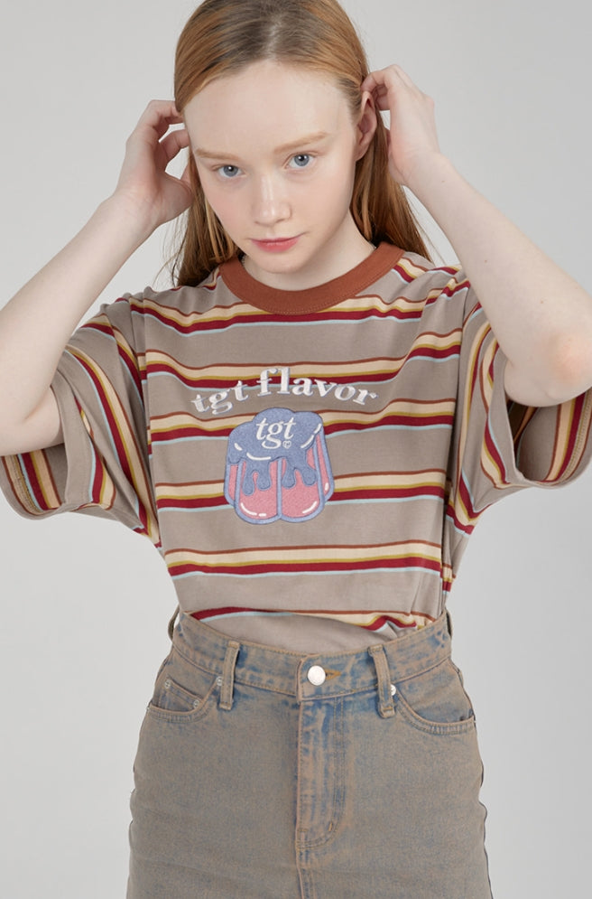 TARGETTO(ターゲット) PUDDING STRIPE TEE SHIRT_DARK BEIGE