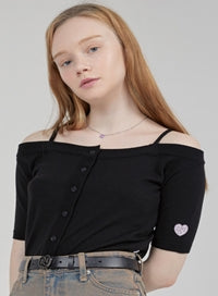 TARGETTO(ターゲット)  OFF SHOULDER CARDIGAN_BLACK