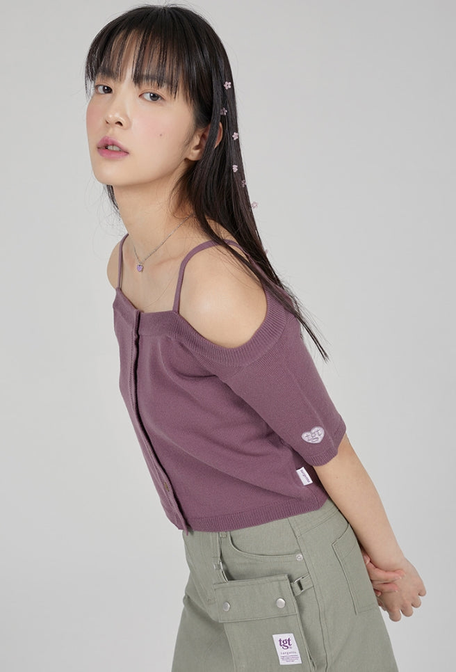 TARGETTO(ターゲット)  OFF SHOULDER CARDIGAN_PURPLE