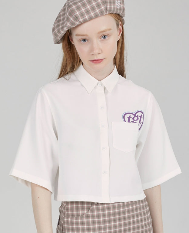 TARGETTO(ターゲット)  HEART LOGO CROP SHIRT_WHITE