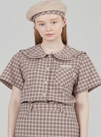 TARGETTO(ターゲット)  FRILL SAILOR CHECK SHIRT_GREY