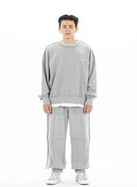 マスノウン(MASSNOUN)   REVERSE OVERSIZED CREWNECK MFZCR002-GY