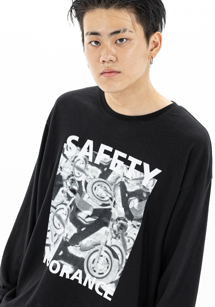 マスノウン(MASSNOUN)     SAFETY IGNORANCE OVERSIZED LONG SLEEVES MFZLS001-BK